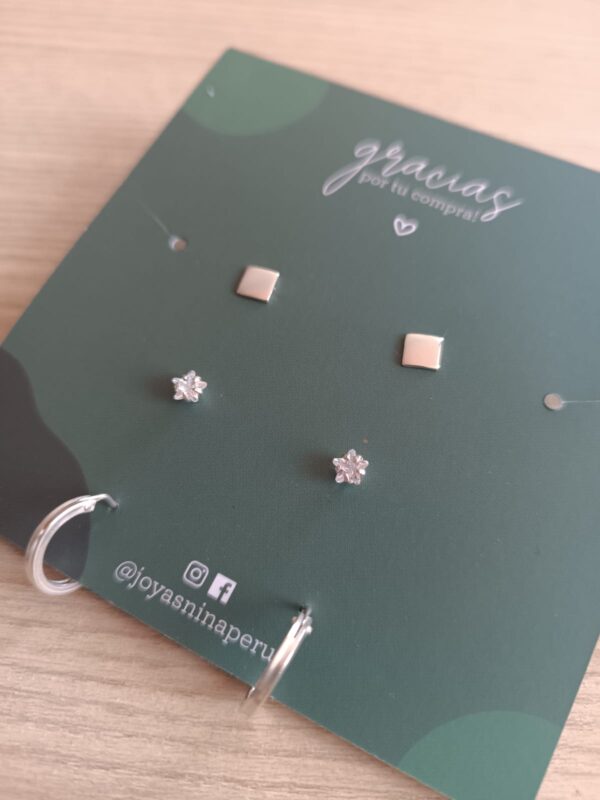 Aretes Pack x 3 pegados